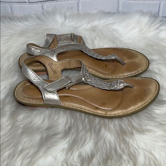 Born Gold Leather Braided Thong Sandals Sz 11 - Picture 4 of 8